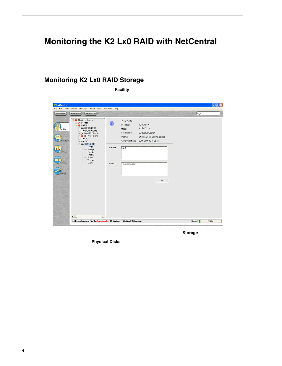 Monitoring the k2 lx0 raid with netcentral, Monitoring k2 lx0 raid storage | Grass Valley K2 Lx0 RAID User Manual | Page 4 / 12