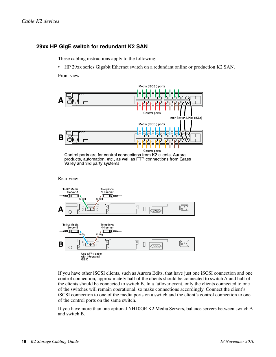 29xx hp gige switch for redundant k2 san | Grass Valley K2 Storage SAN and Direct-Connect User Manual | Page 18 / 38