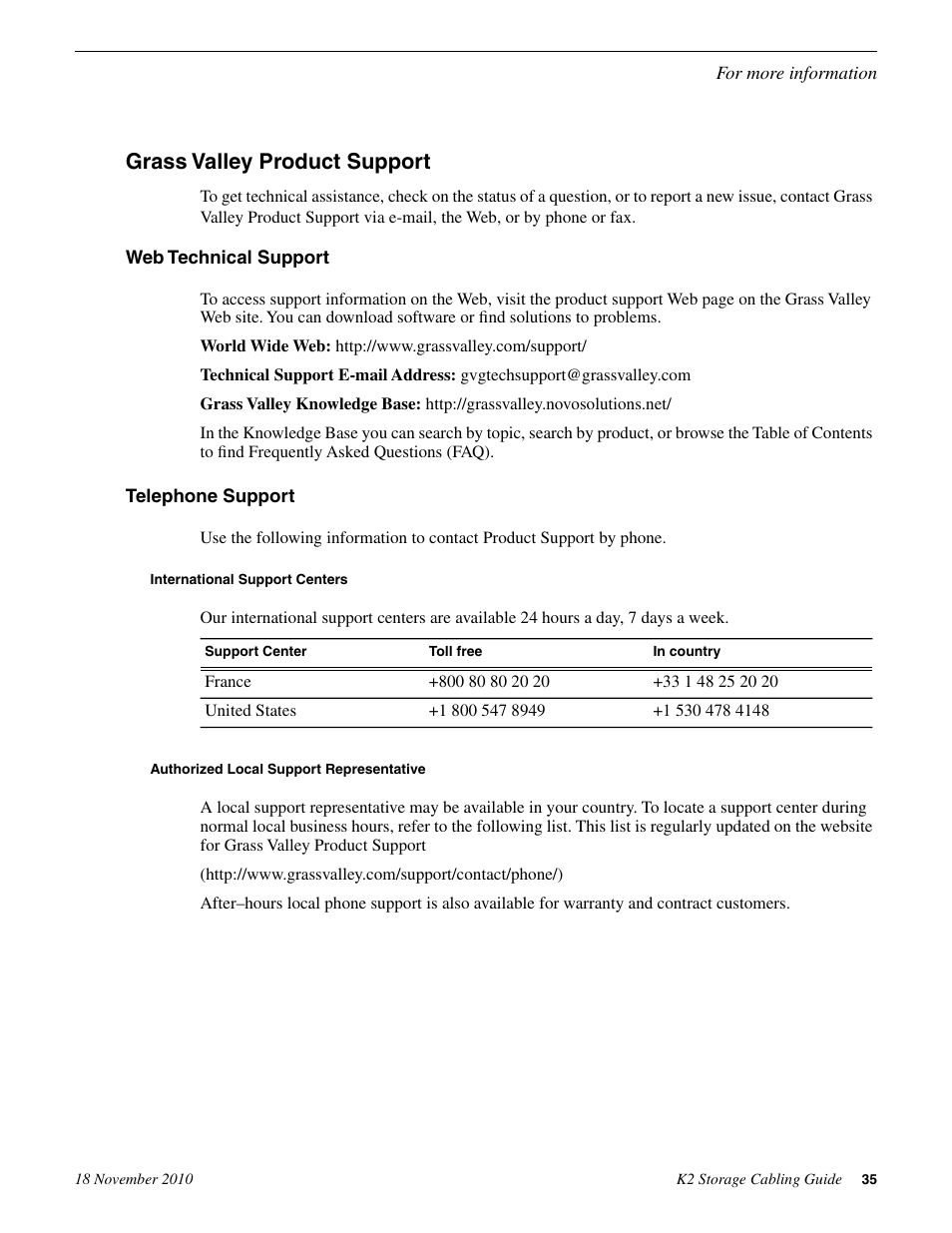 Grass valley product support | Grass Valley K2 Storage SAN and Direct-Connect User Manual | Page 35 / 38