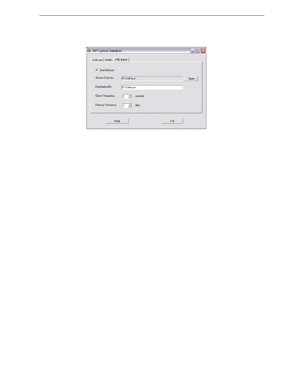 Testing the xml import capture service | Grass Valley K2 Media Client System Guide v.3.3 User Manual | Page 103 / 248