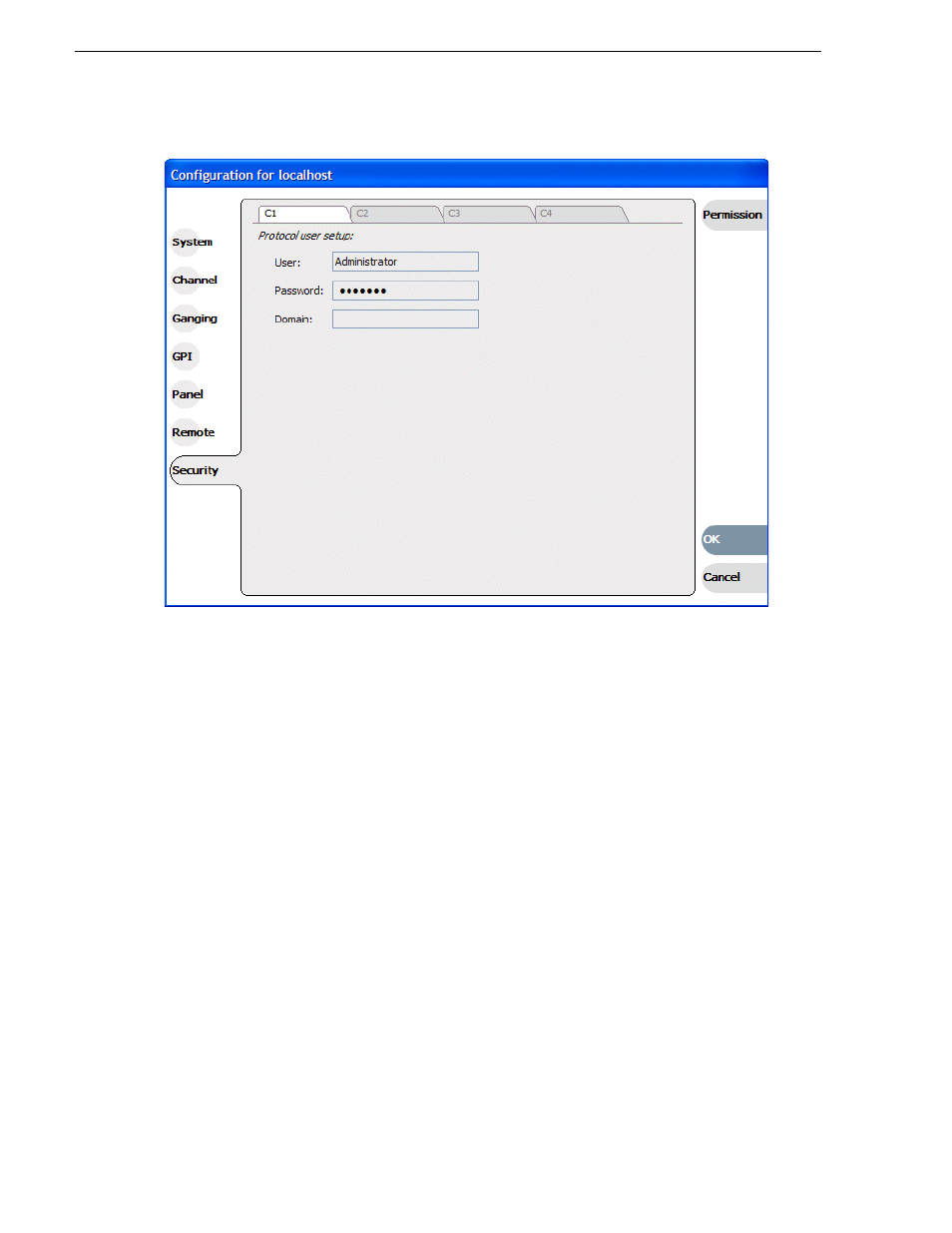 Configuring channel access security | Grass Valley K2 Media Client System Guide v.3.3 User Manual | Page 142 / 248