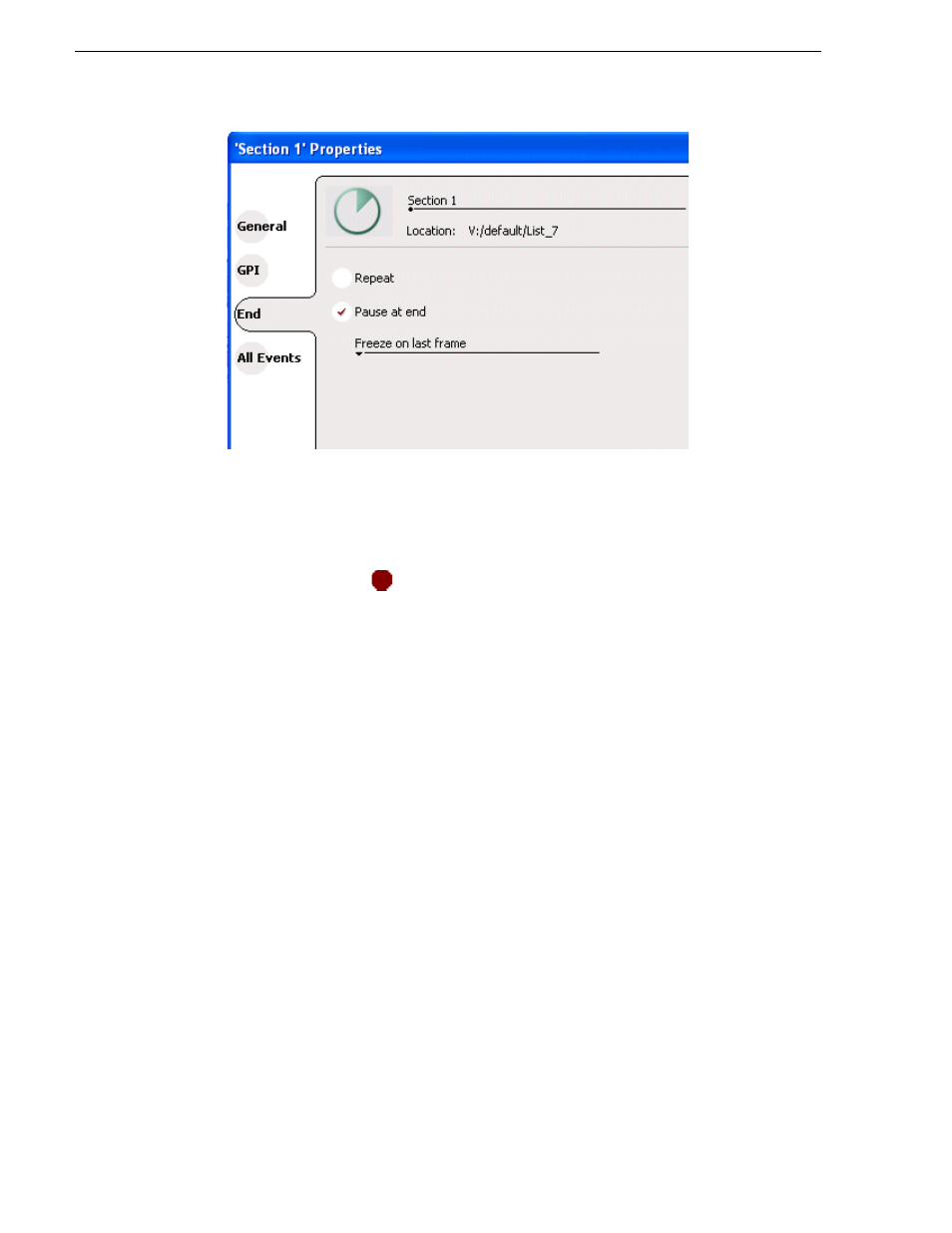 To add pause to all events in a section | Grass Valley K2 Media Client User Manual v3.3 User Manual | Page 108 / 304