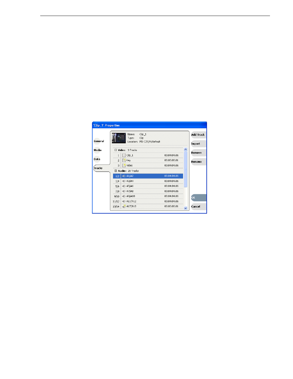 Removing a video or audio track, Re-arranging the order of the tracks | Grass Valley K2 Media Client User Manual v3.3 User Manual | Page 245 / 304