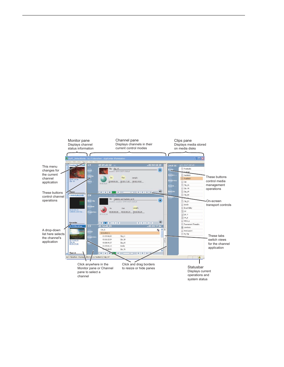About appcenter, Appcenter user interface overview, About appcenter appcenter user interface overview | Chapter 3 using appcenter | Grass Valley K2 Media Client User Manual Oct.10 2006 User Manual | Page 38 / 220