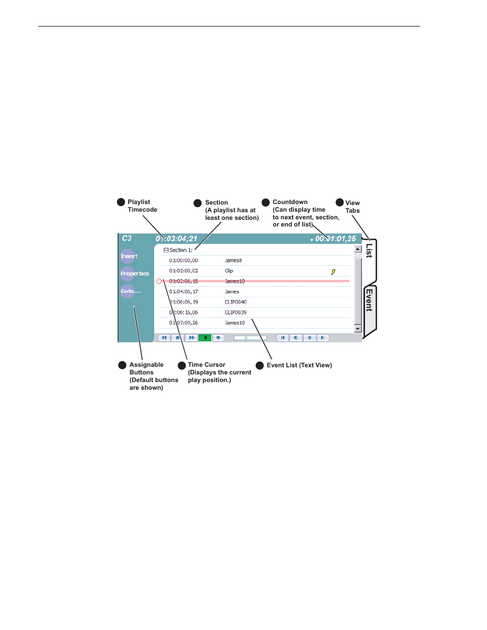 Guide to using playlist application: list view | Grass Valley K2 Media Client User Manual Oct.10 2006 User Manual | Page 86 / 220