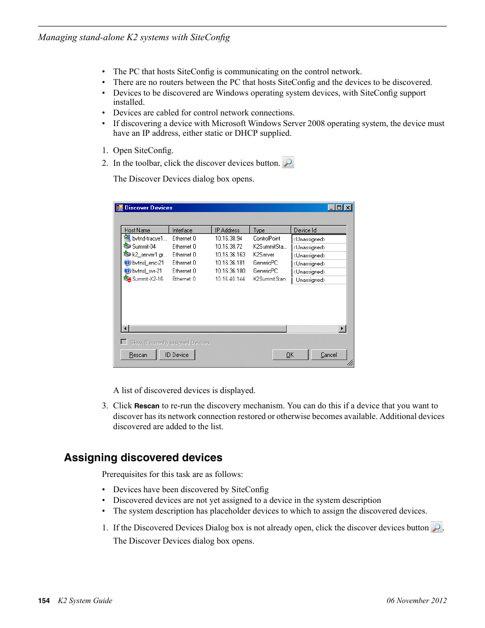 Assigning discovered devices | Grass Valley K2 System Guide v.9.0 User Manual | Page 154 / 284
