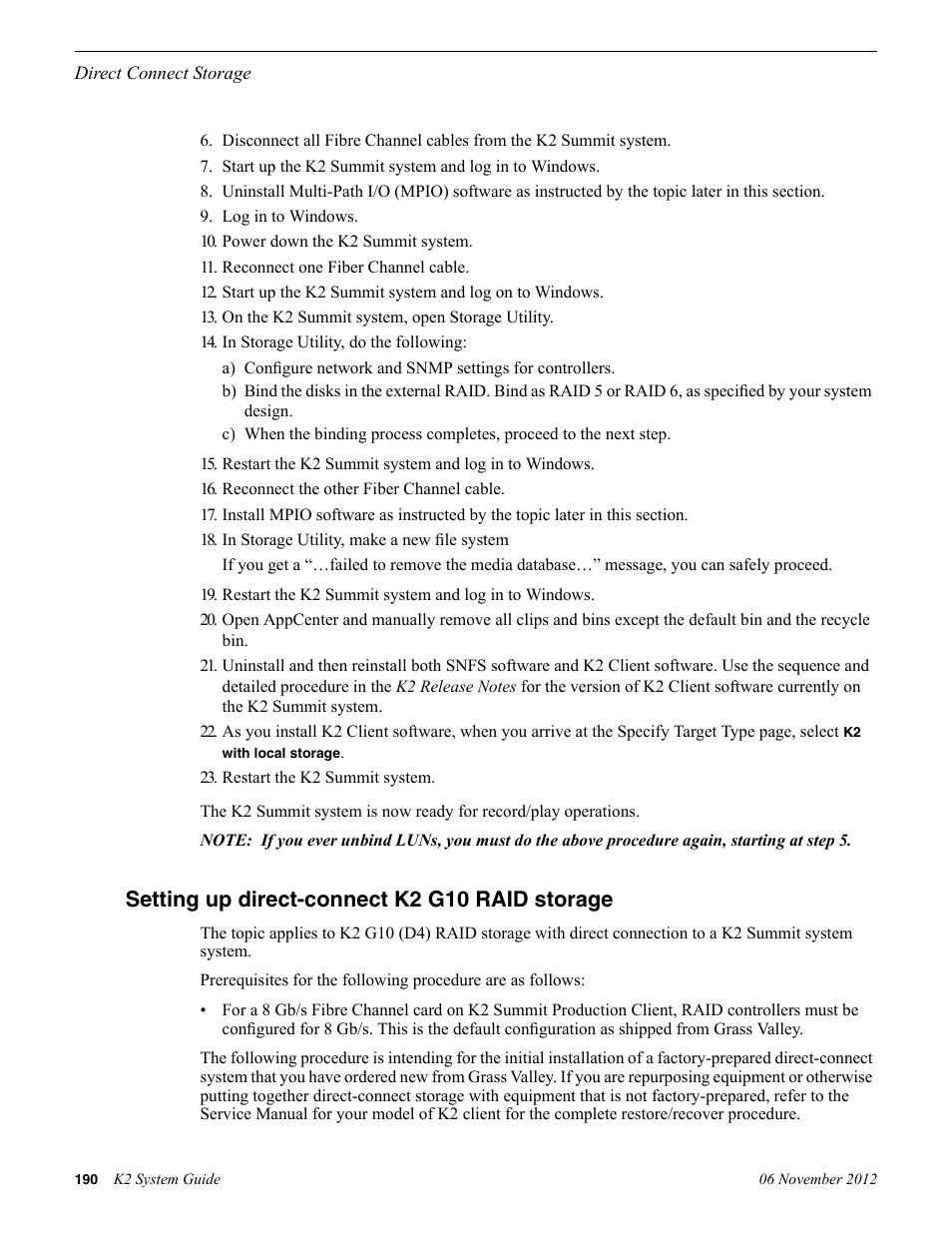 Setting up direct-connect k2 g10 raid storage | Grass Valley K2 System Guide v.9.0 User Manual | Page 190 / 284