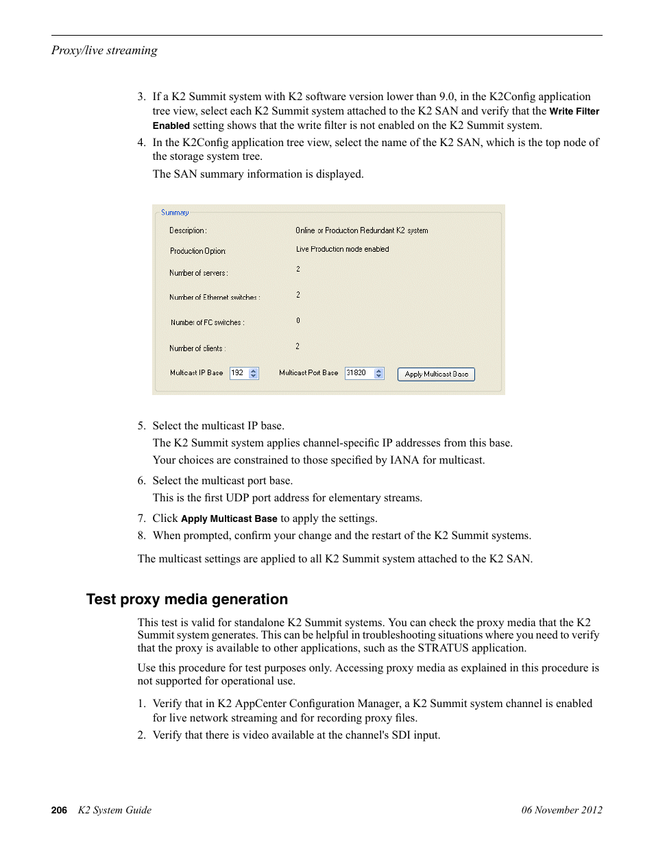 Test proxy media generation | Grass Valley K2 System Guide v.9.0 User Manual | Page 206 / 284