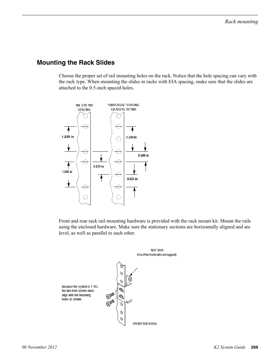 Mounting the rack slides | Grass Valley K2 System Guide v.9.0 User Manual | Page 269 / 284