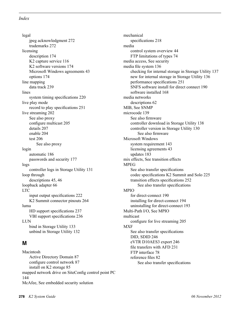 Media file system, Microcode | Grass Valley K2 System Guide v.9.0 User Manual | Page 278 / 284
