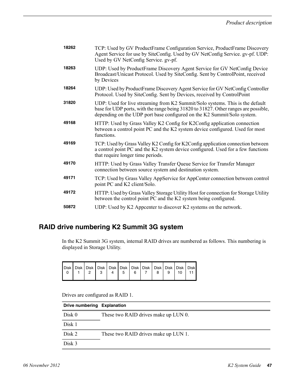 Raid drive numbering k2 summit 3g system, Product description | Grass Valley K2 System Guide v.9.0 User Manual | Page 47 / 284