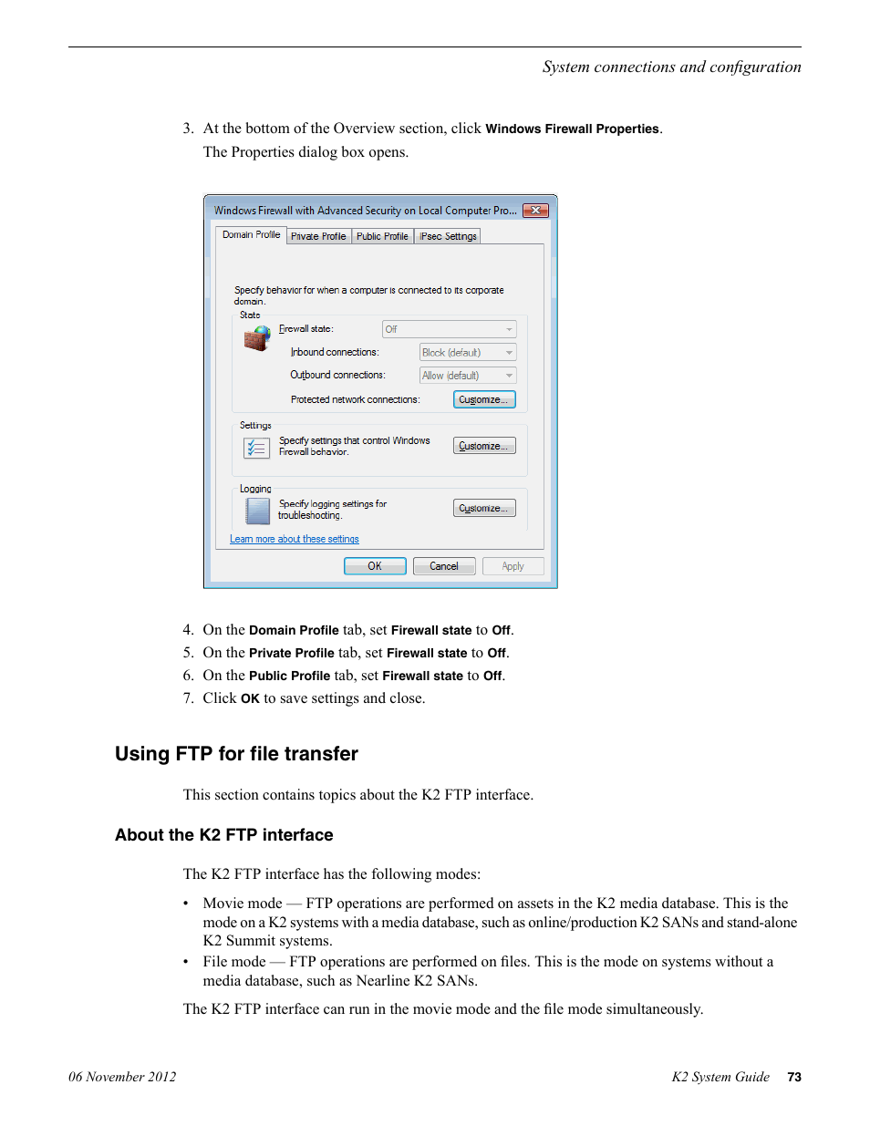 Using ftp for file transfer, About the k2 ftp interface | Grass Valley K2 System Guide v.9.0 User Manual | Page 73 / 284