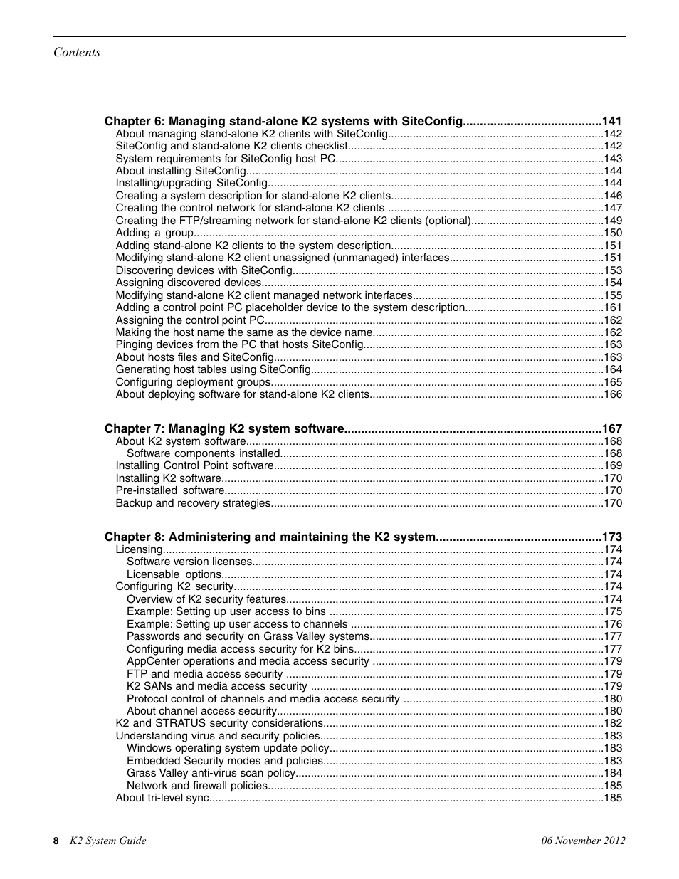 Grass Valley K2 System Guide v.9.0 User Manual | Page 8 / 284