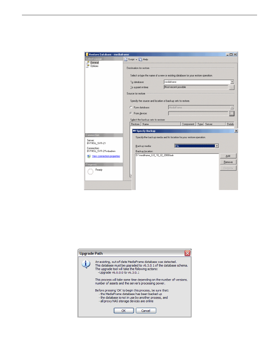 Running the database utility upgrade | Grass Valley SiteConfig Migration Instructions User Manual | Page 87 / 89