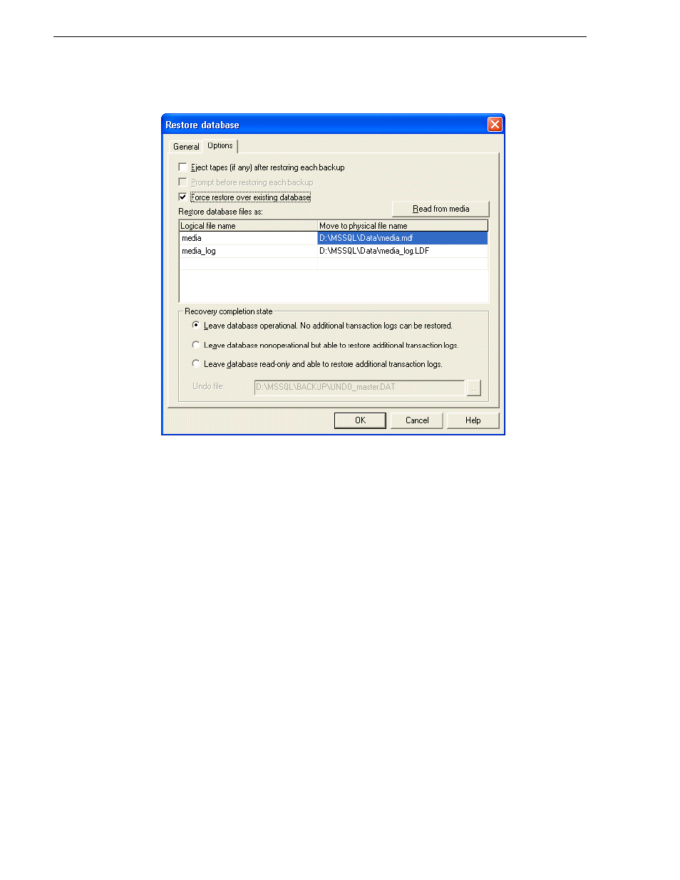 Restore sql server 2005 database | Grass Valley K2 Storage System Instruction Manual v.3.2 Sep.24 2007 User Manual | Page 736 / 764