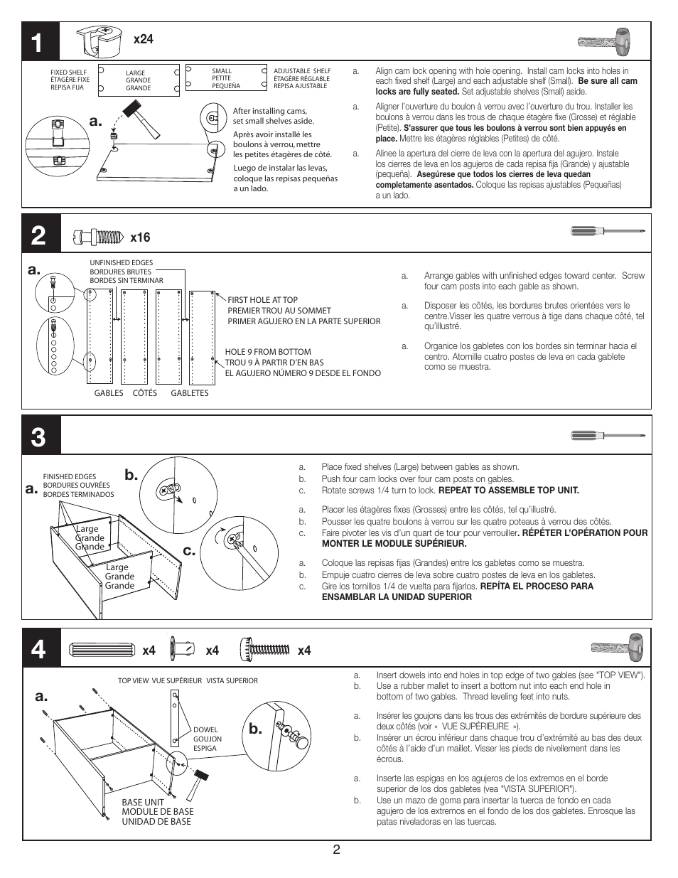 A. b. c, A. b | Closet Maid Custom Closet Organizer S16TS User Manual | Page 2 / 4