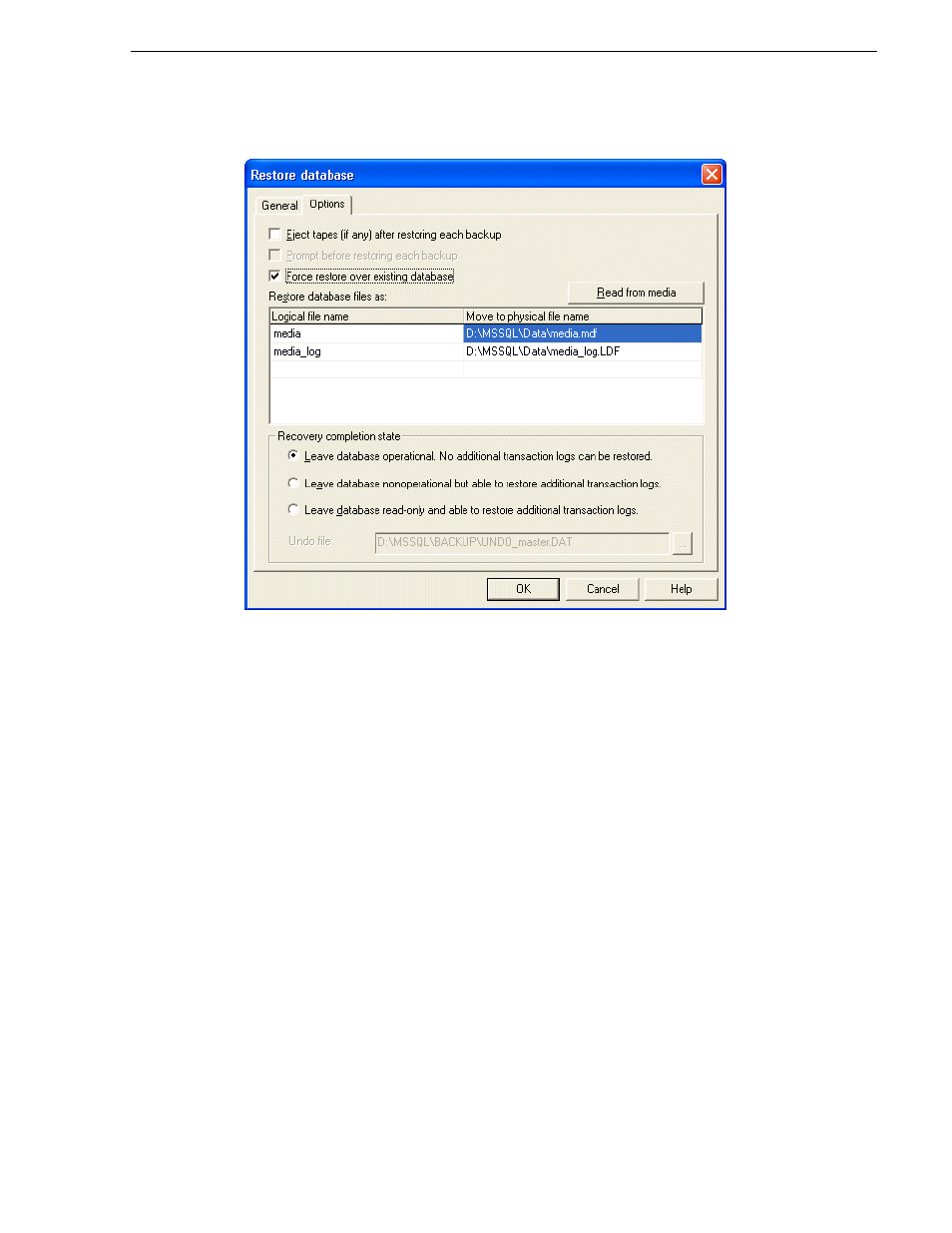 Restore sql server 2005 database | Grass Valley K2 Storage System Instruction Manual v.3.2 Aug.01 2007 User Manual | Page 369 / 394