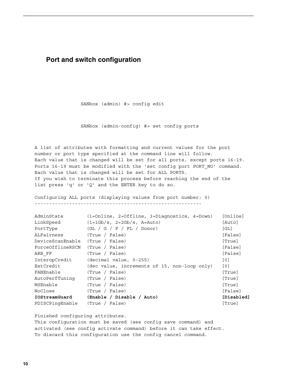 Port and switch configuration | Grass Valley Fibre Channel Switch User Manual | Page 10 / 16