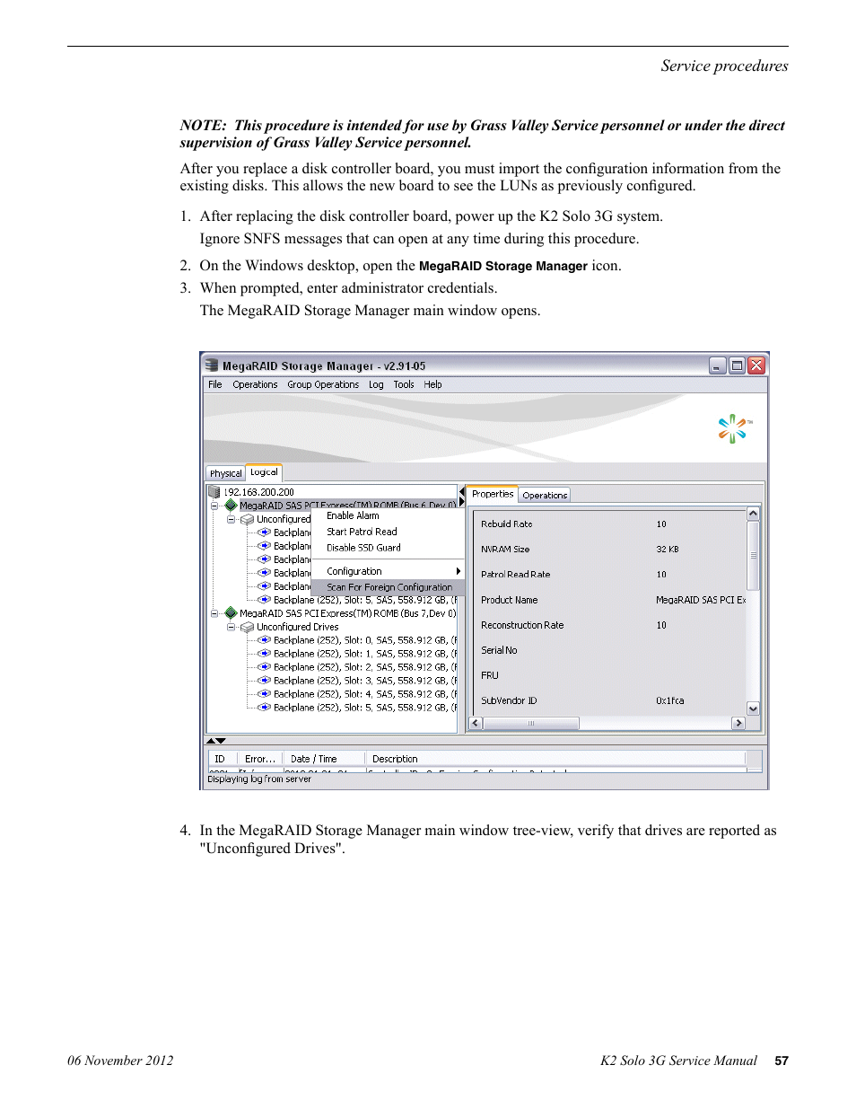 Grass Valley K2 Solo 3G Client Service Manual v.9.0 User Manual | Page 57 / 112