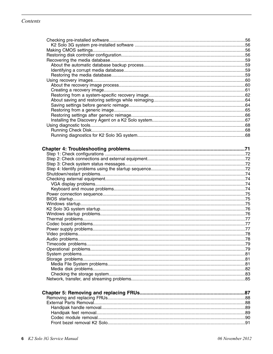 Grass Valley K2 Solo 3G Client Service Manual v.9.0 User Manual | Page 6 / 112