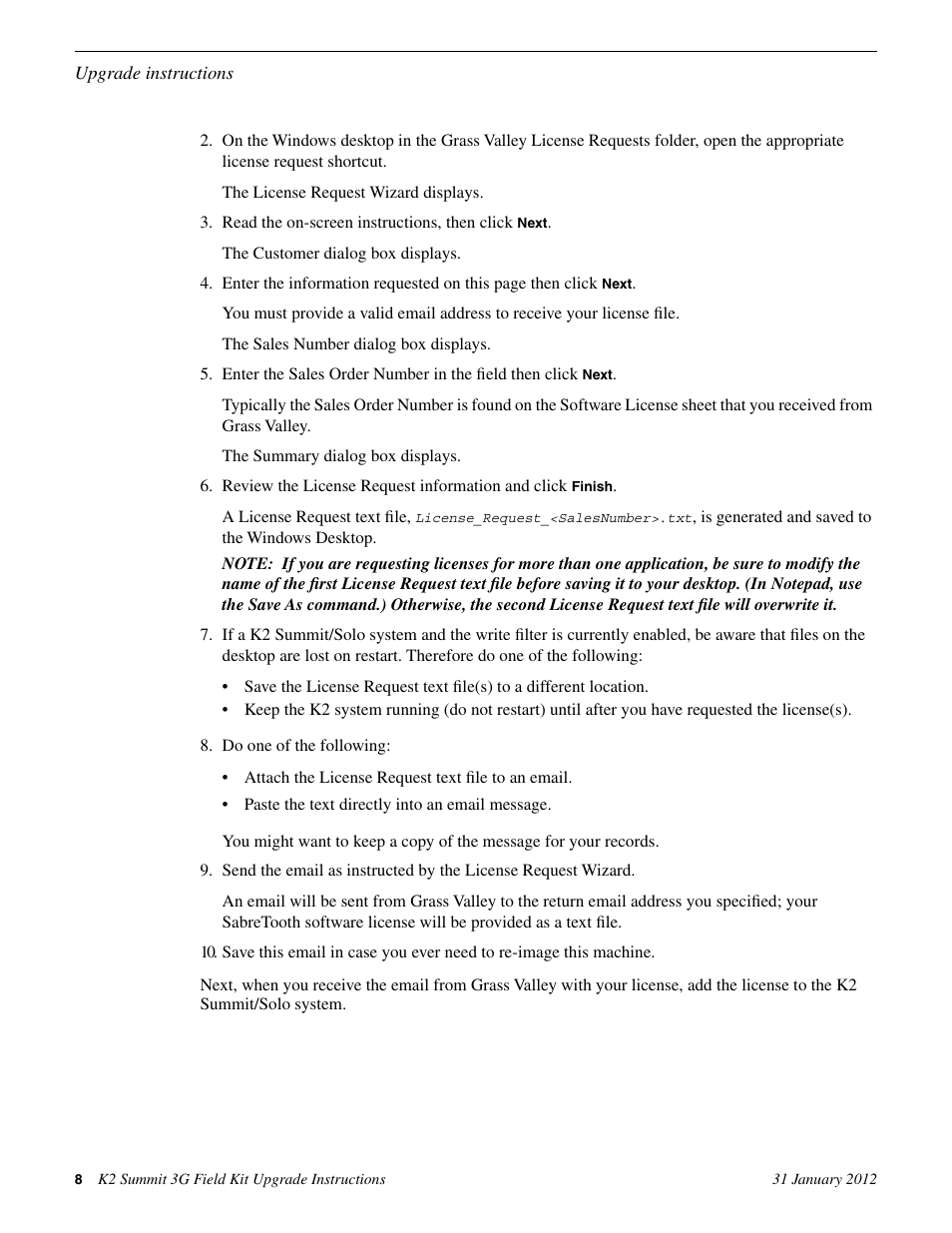 Grass Valley K2 Summit 3G Client Field Kit Upgrade Instructions v.8.x User Manual | Page 8 / 10