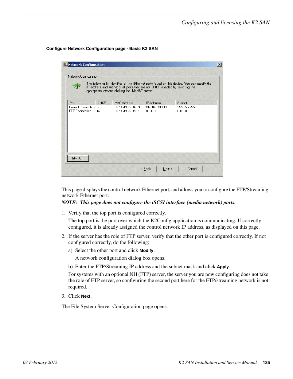 Grass Valley K2 (Summit 3G) 10Gv2 Storage Area Network Installation v.8.1 User Manual | Page 135 / 366