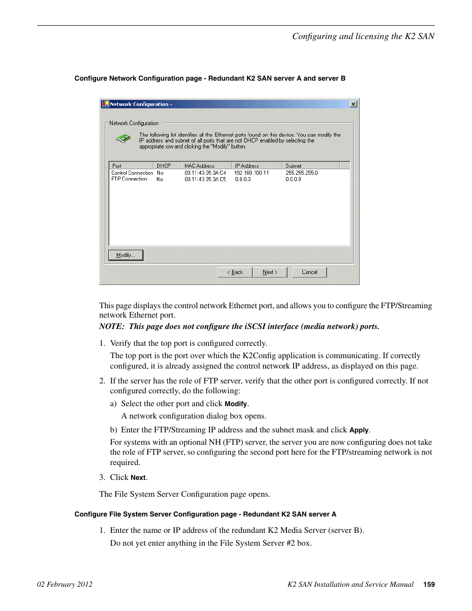 Grass Valley K2 (Summit 3G) 10Gv2 Storage Area Network Installation v.8.1 User Manual | Page 159 / 366