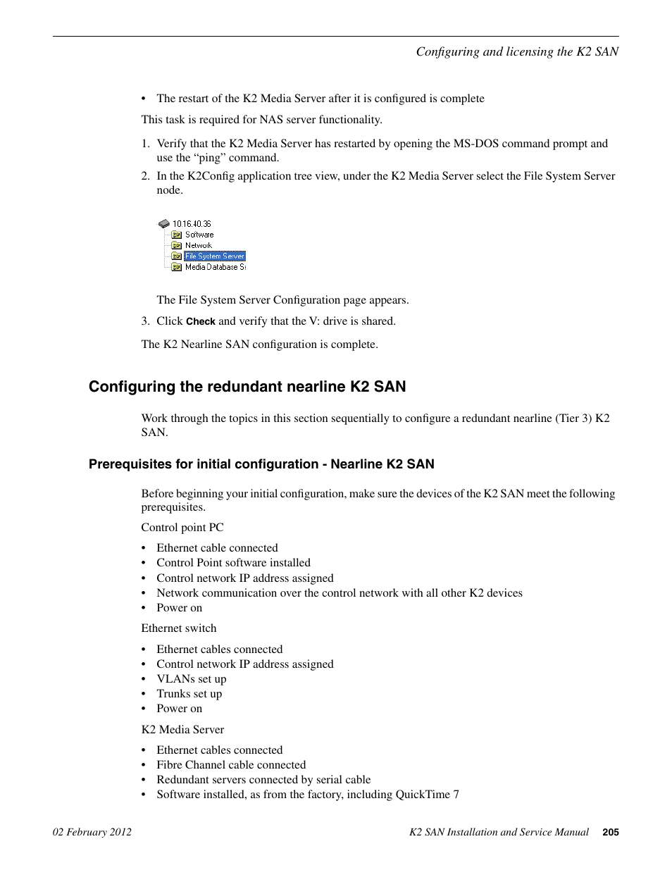 Configuring the redundant nearline k2 san | Grass Valley K2 (Summit 3G) 10Gv2 Storage Area Network Installation v.8.1 User Manual | Page 205 / 366