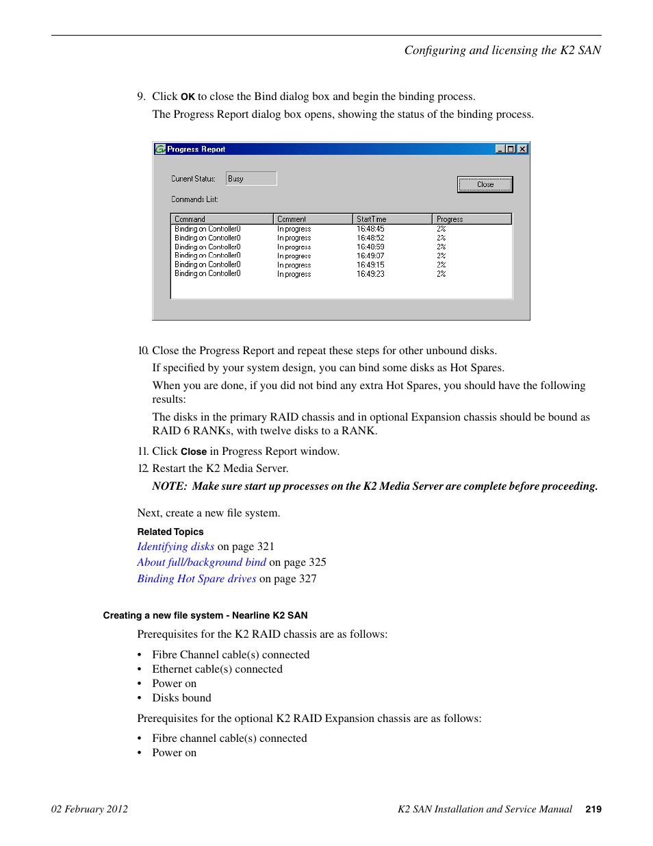 Creating a new file system - nearline k2 san | Grass Valley K2 (Summit 3G) 10Gv2 Storage Area Network Installation v.8.1 User Manual | Page 219 / 366