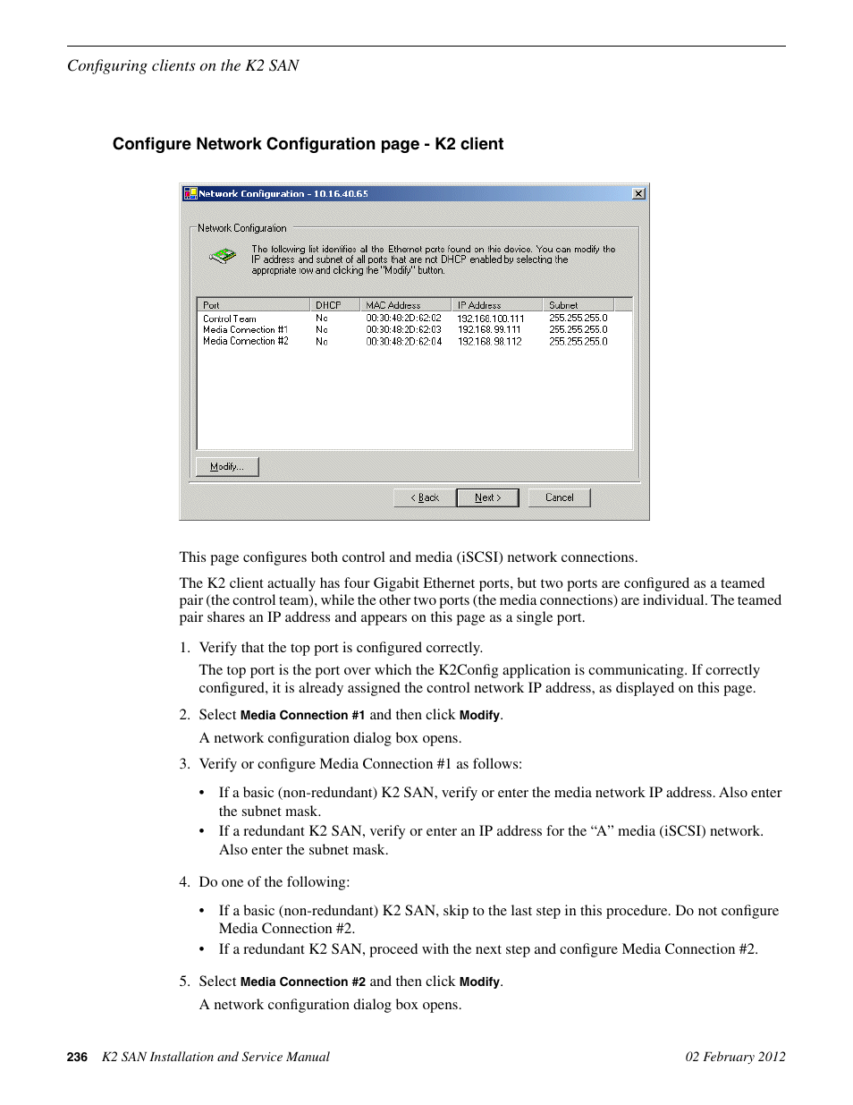 Grass Valley K2 (Summit 3G) 10Gv2 Storage Area Network Installation v.8.1 User Manual | Page 236 / 366