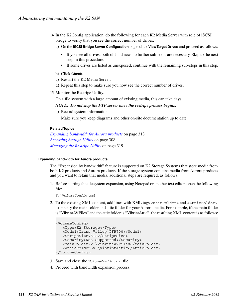 Expanding bandwidth for aurora products | Grass Valley K2 (Summit 3G) 10Gv2 Storage Area Network Installation v.8.1 User Manual | Page 318 / 366