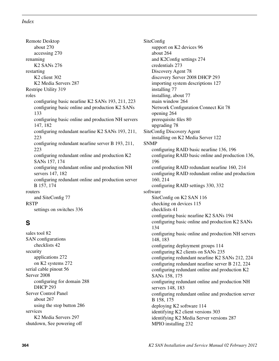 Grass Valley K2 (Summit 3G) 10Gv2 Storage Area Network Installation v.8.1 User Manual | Page 364 / 366