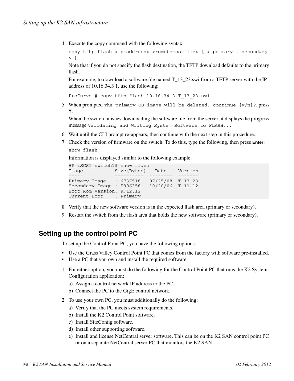 Setting up the control point pc | Grass Valley K2 (Summit 3G) 10Gv2 Storage Area Network Installation v.8.1 User Manual | Page 76 / 366