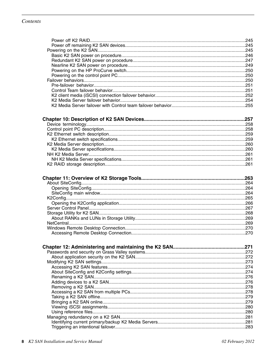 Grass Valley K2 (Summit 3G) 10Gv2 Storage Area Network Installation v.8.1 User Manual | Page 8 / 366