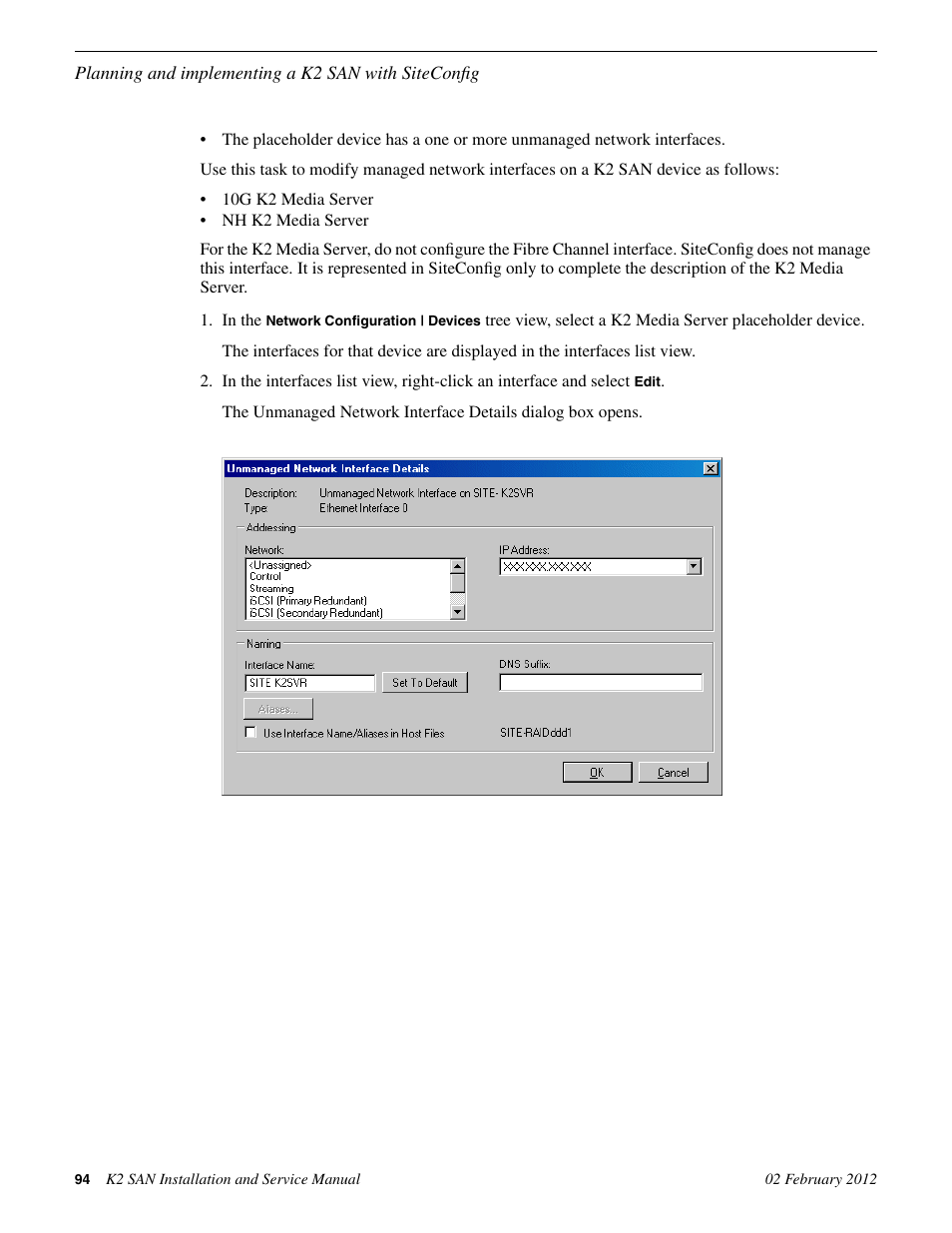 Grass Valley K2 (Summit 3G) 10Gv2 Storage Area Network Installation v.8.1 User Manual | Page 94 / 366
