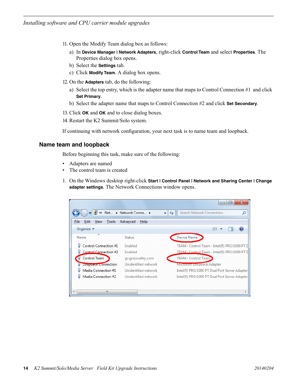 Name team and loopback | Grass Valley K2 Summit Client v.9.2 User Manual | Page 14 / 49