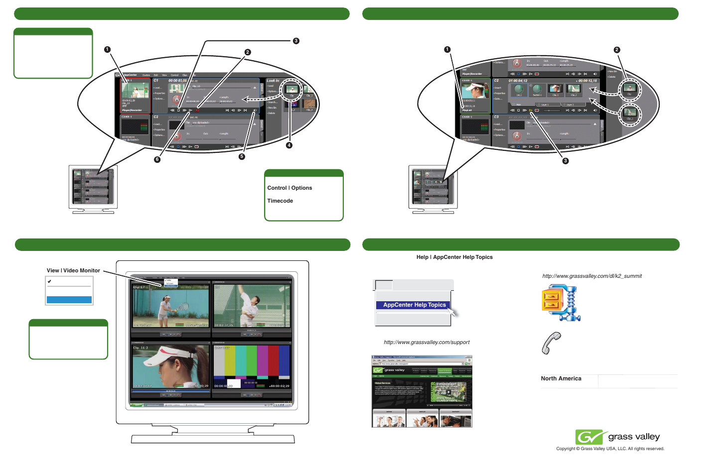 Record and play 8. for more information, Record and play, Create a playlist 7. monitor | Grass Valley K2 Summit 3G Production Client v.9.0 User Manual | Page 2 / 2