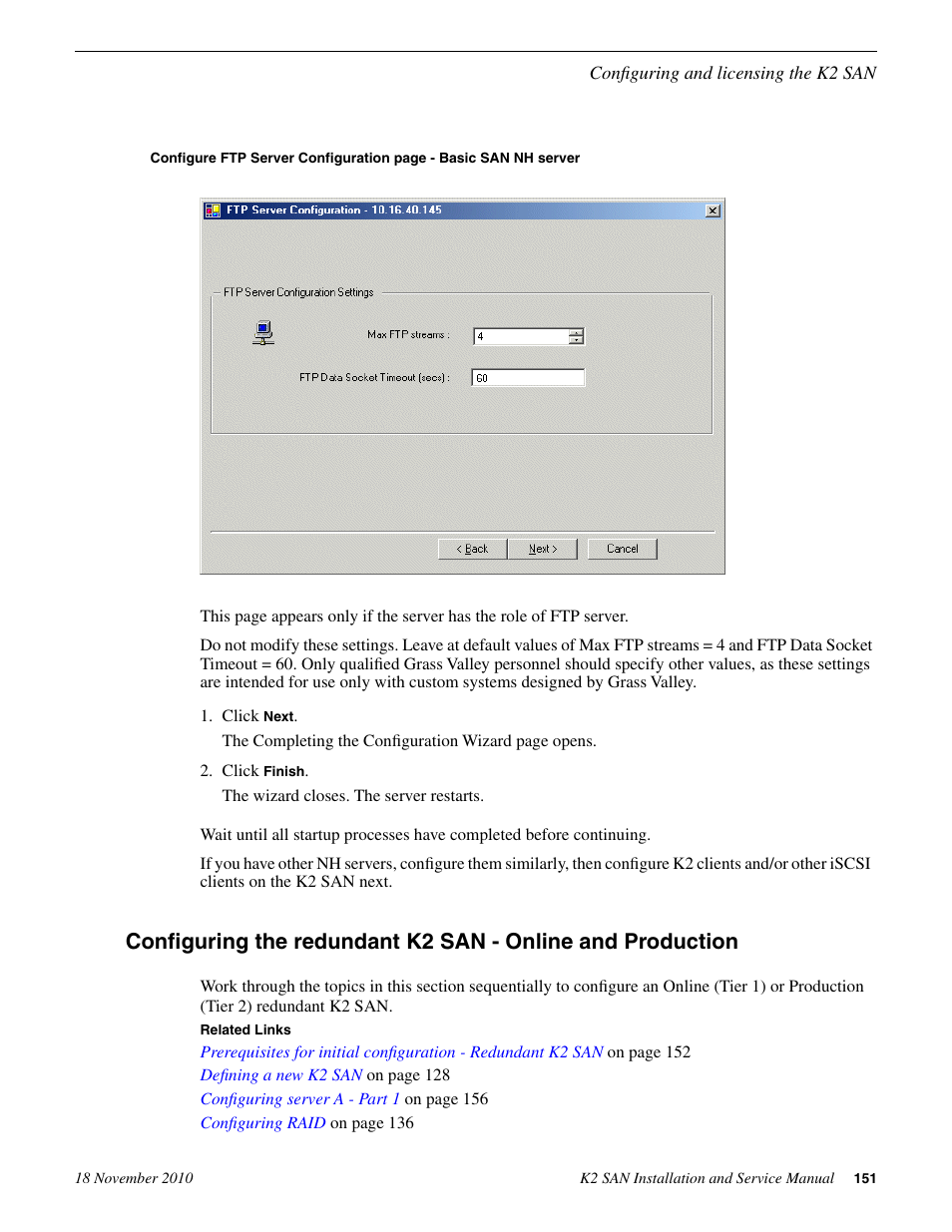 Grass Valley K2 Summit Storage Area Network Installation User Manual | Page 151 / 362