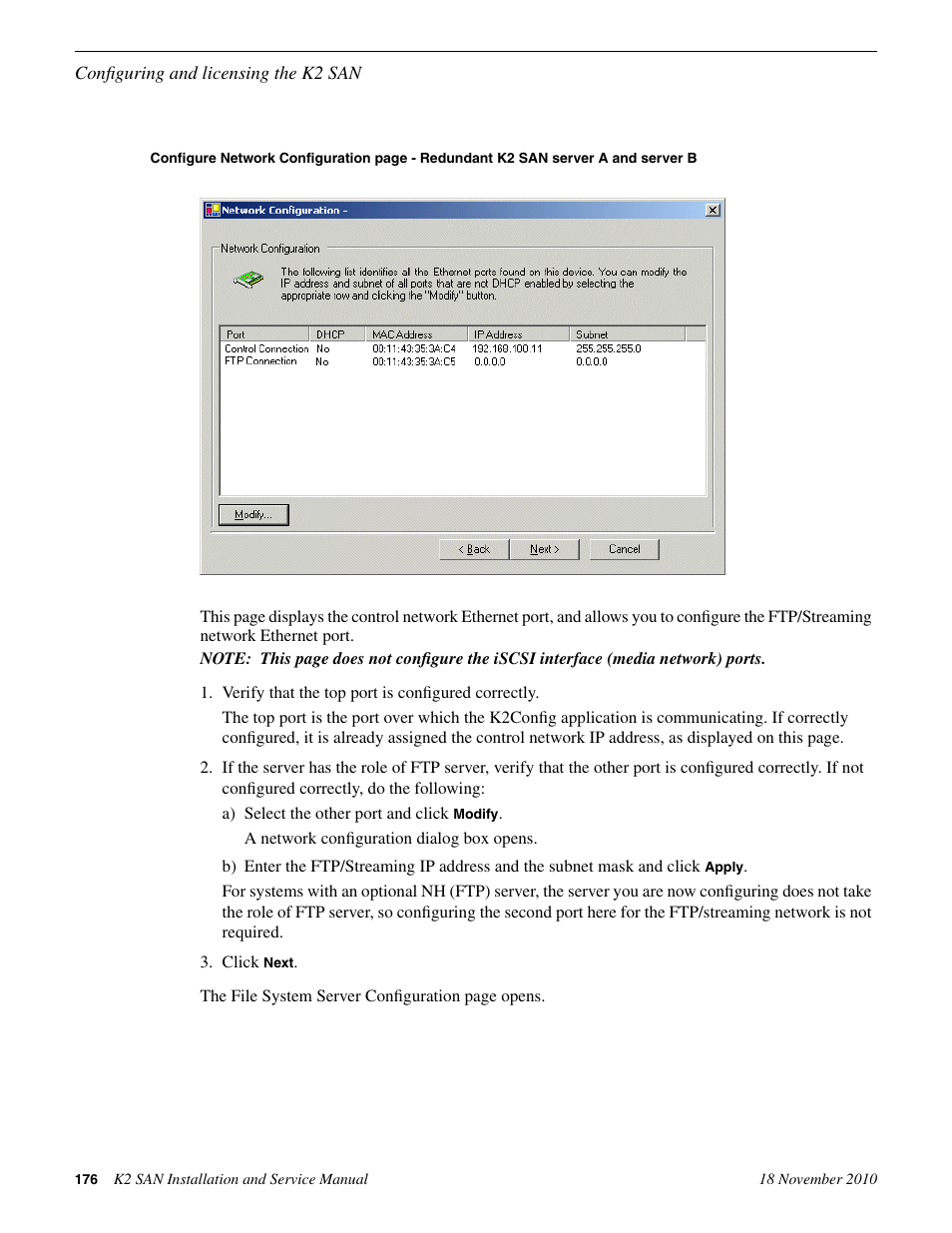 Grass Valley K2 Summit Storage Area Network Installation User Manual | Page 176 / 362