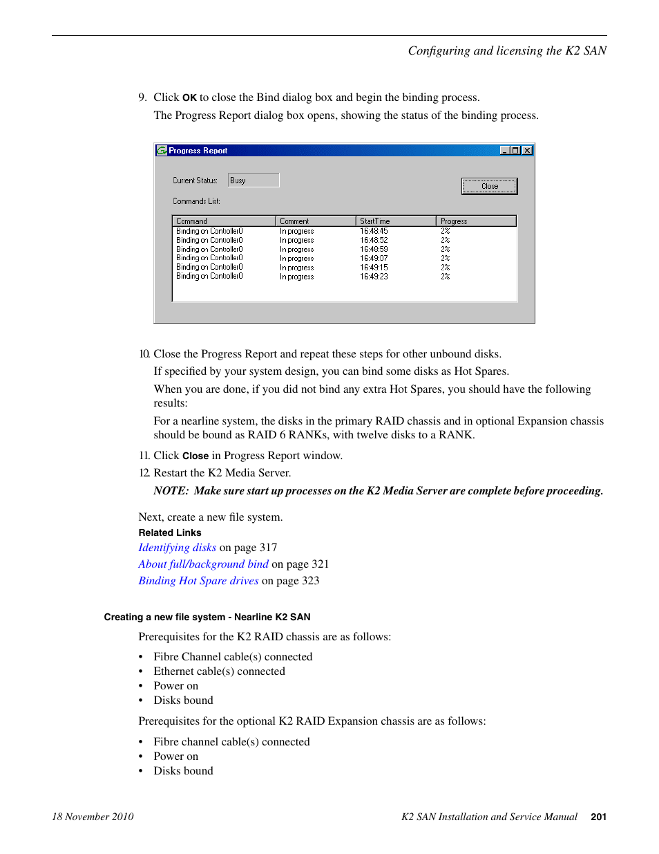 Creating a new file system - nearline k2 san | Grass Valley K2 Summit Storage Area Network Installation User Manual | Page 201 / 362