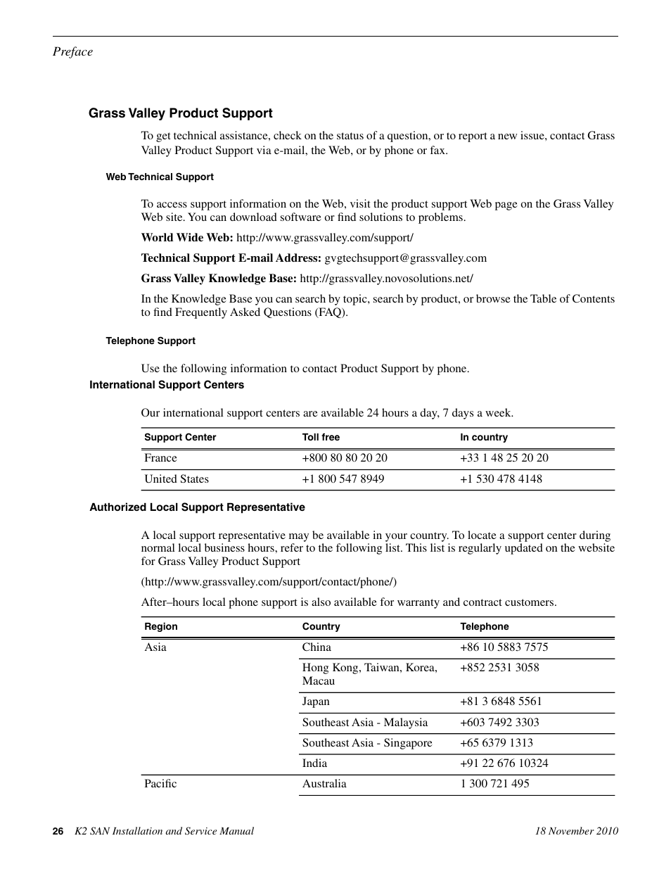 Grass Valley K2 Summit Storage Area Network Installation User Manual | Page 26 / 362