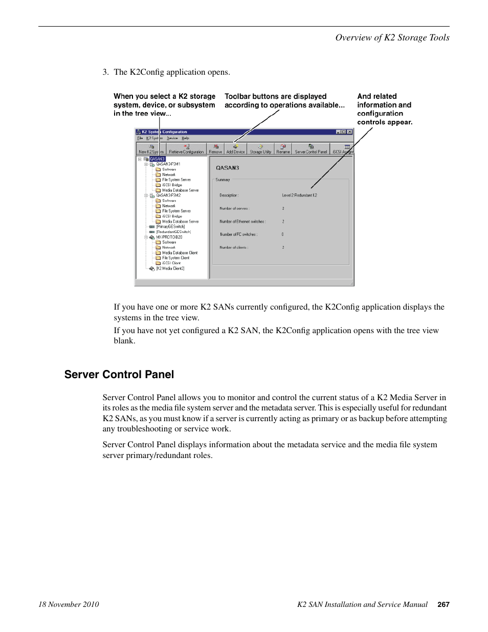 Server control panel | Grass Valley K2 Summit Storage Area Network Installation User Manual | Page 267 / 362