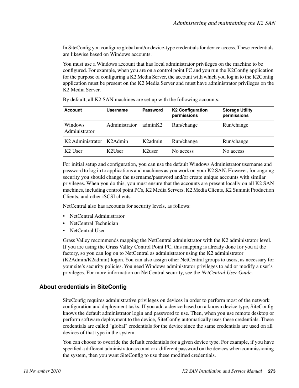 Grass Valley K2 Summit Storage Area Network Installation User Manual | Page 273 / 362
