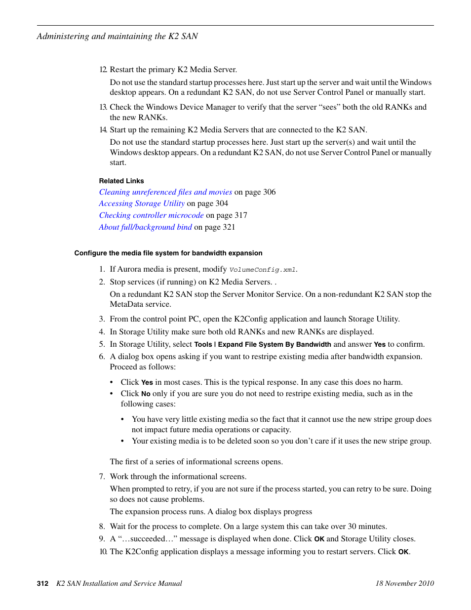 Grass Valley K2 Summit Storage Area Network Installation User Manual | Page 312 / 362