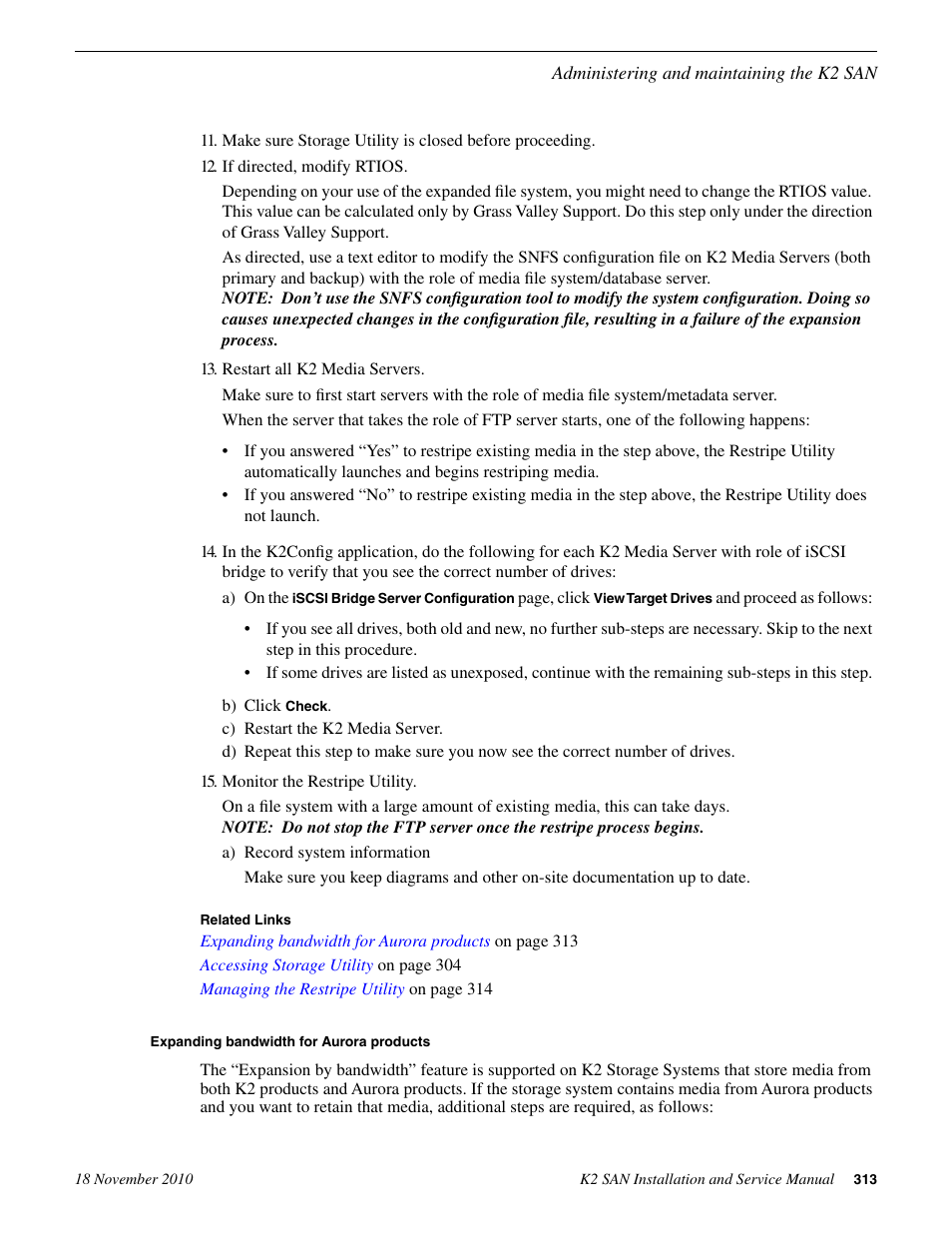 Expanding bandwidth for aurora products | Grass Valley K2 Summit Storage Area Network Installation User Manual | Page 313 / 362
