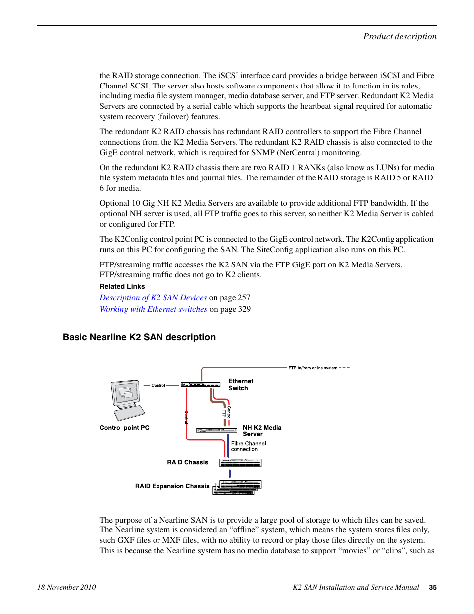 Basic nearline k2 san description | Grass Valley K2 Summit Storage Area Network Installation User Manual | Page 35 / 362