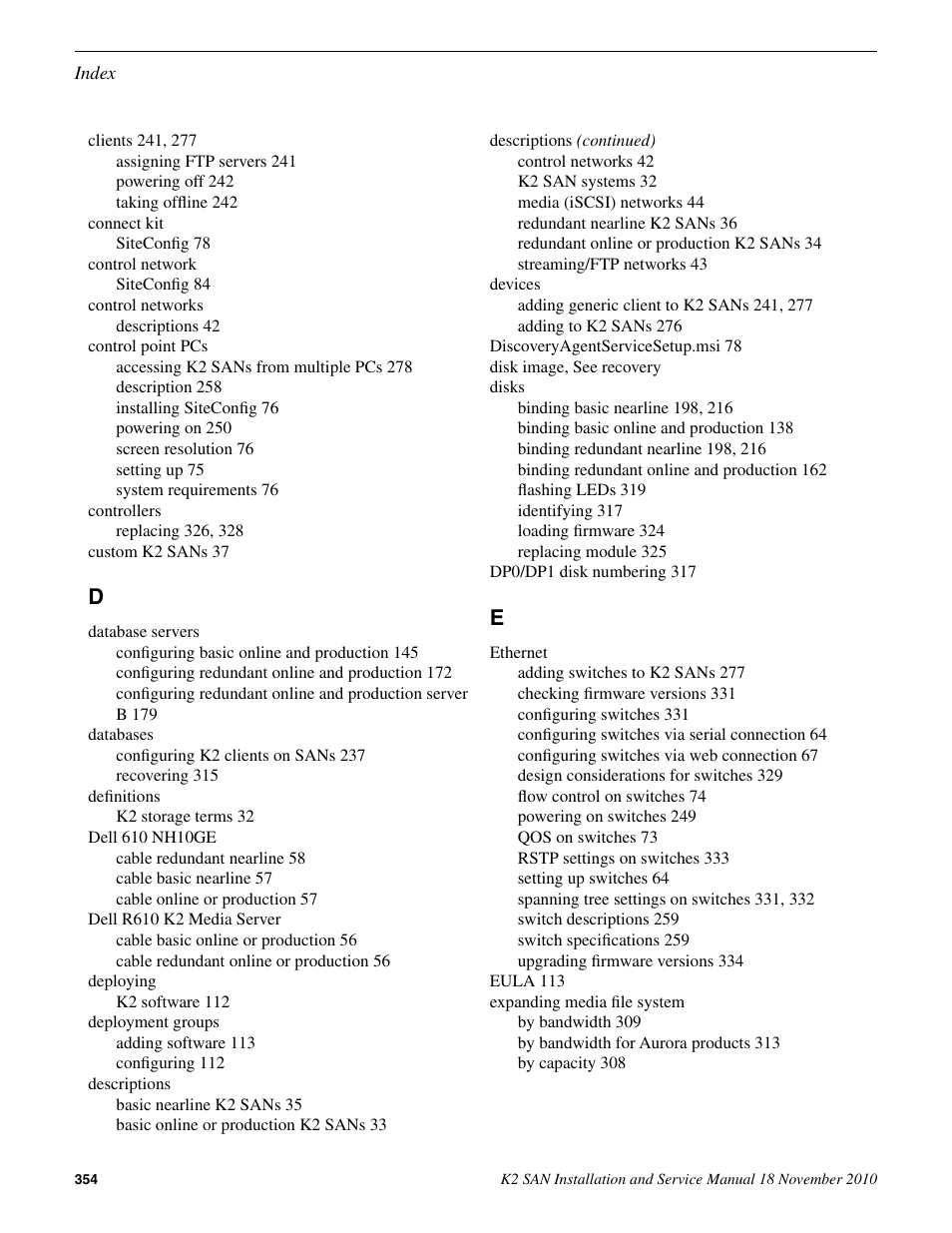 Grass Valley K2 Summit Storage Area Network Installation User Manual | Page 354 / 362