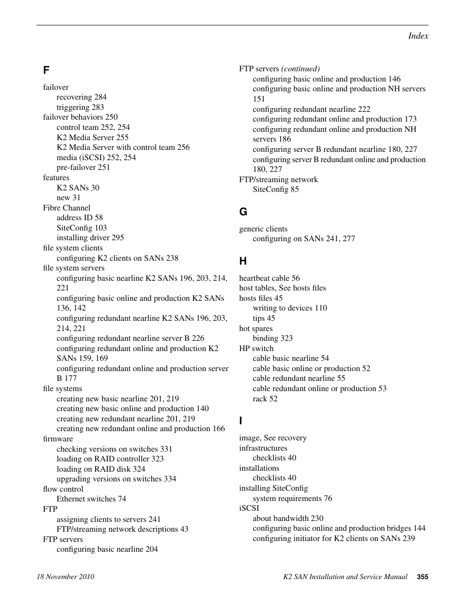Iscsi | Grass Valley K2 Summit Storage Area Network Installation User Manual | Page 355 / 362