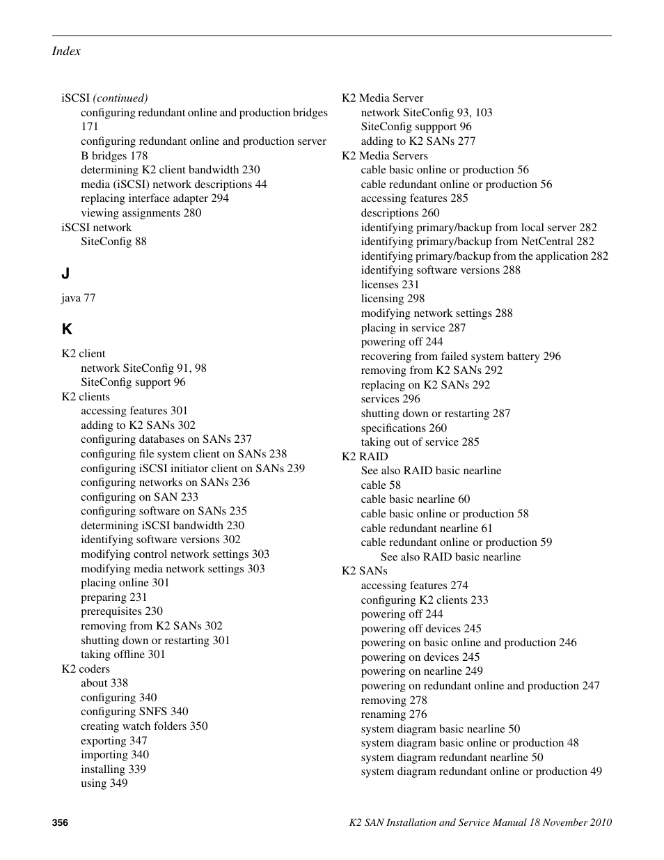 Grass Valley K2 Summit Storage Area Network Installation User Manual | Page 356 / 362