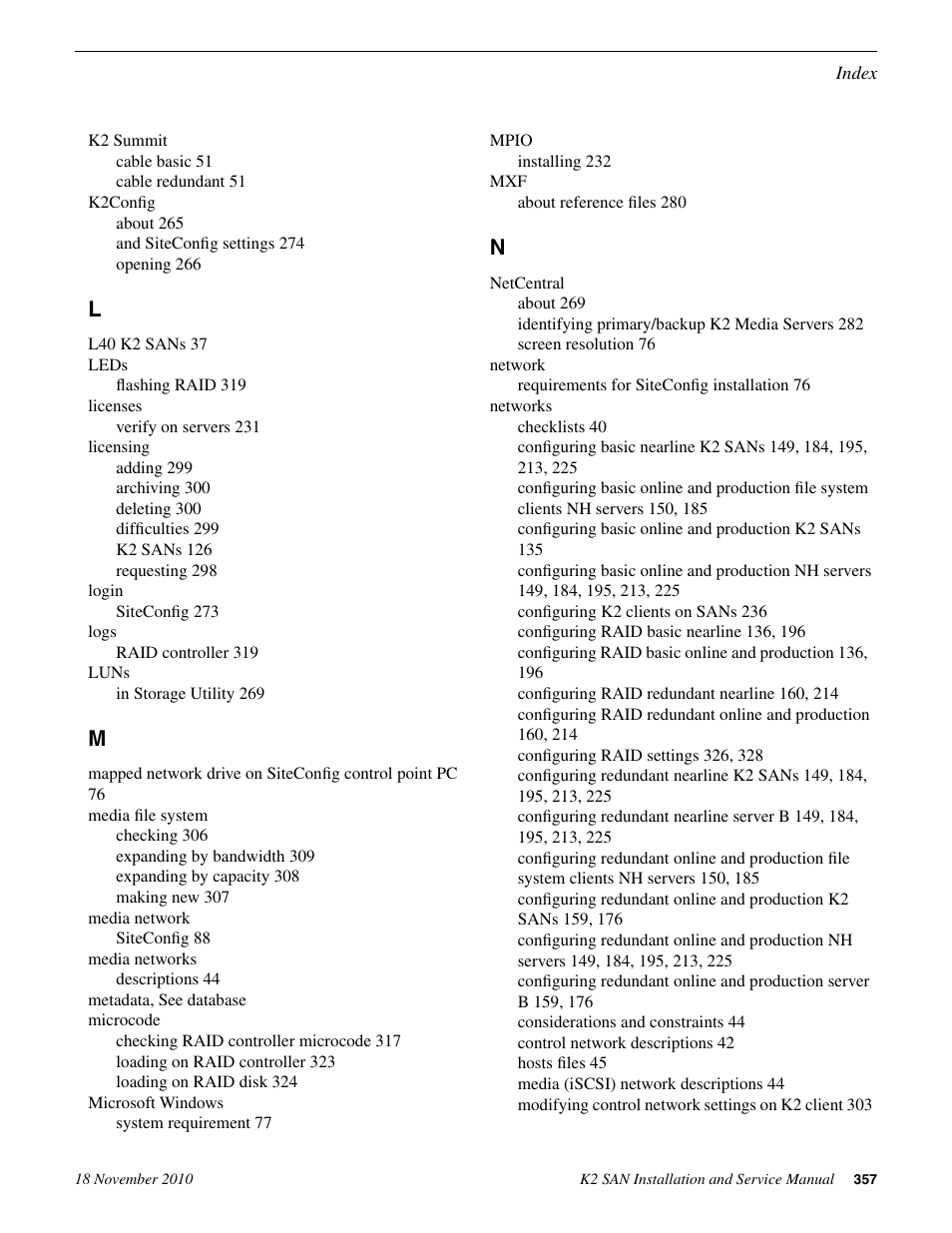 Grass Valley K2 Summit Storage Area Network Installation User Manual | Page 357 / 362